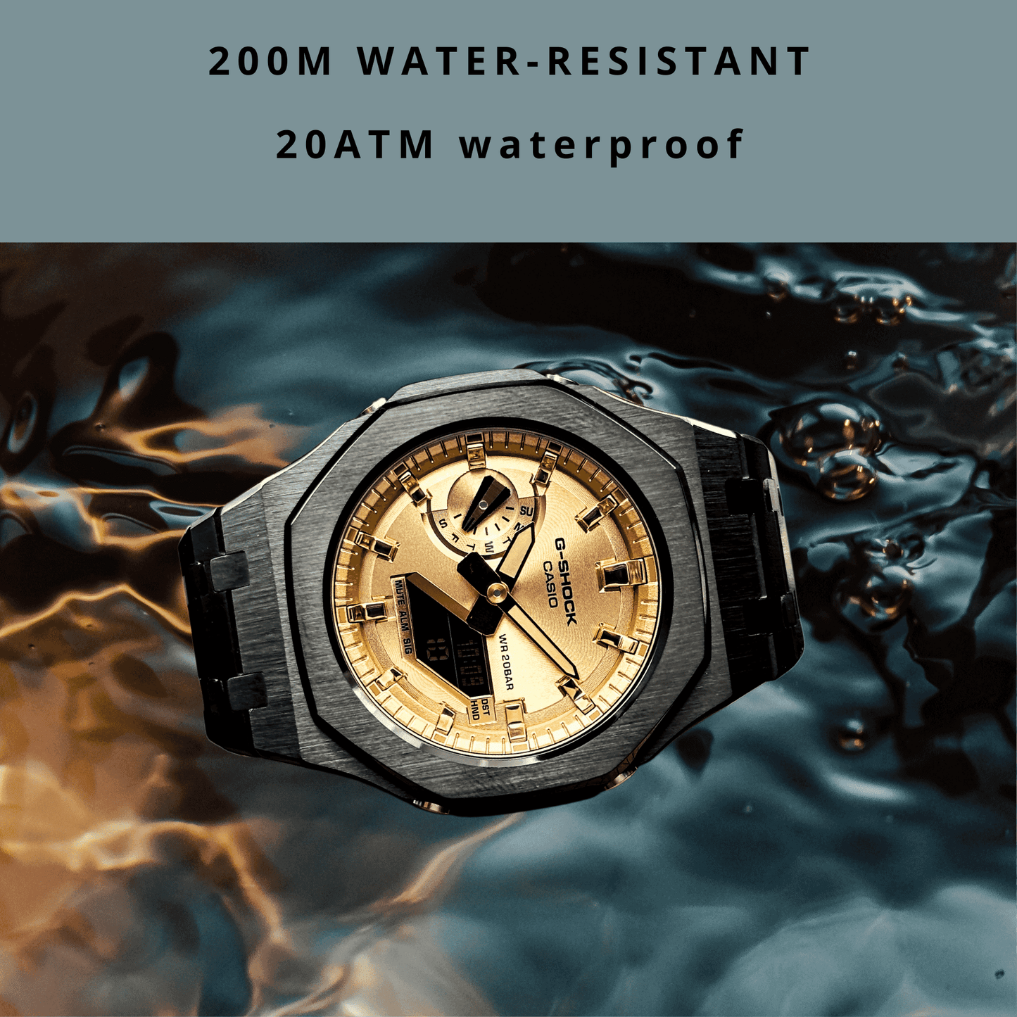 Montre CasiOak Custom – Black Gold Steel - Mod G-Shock GA2100