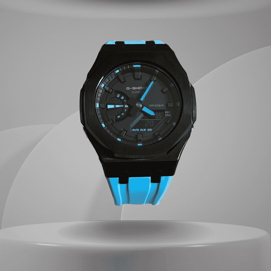 Casio G-Shock Mod Watch - Black Blue - GA-2100 Custom Casioak - ChronoCustom