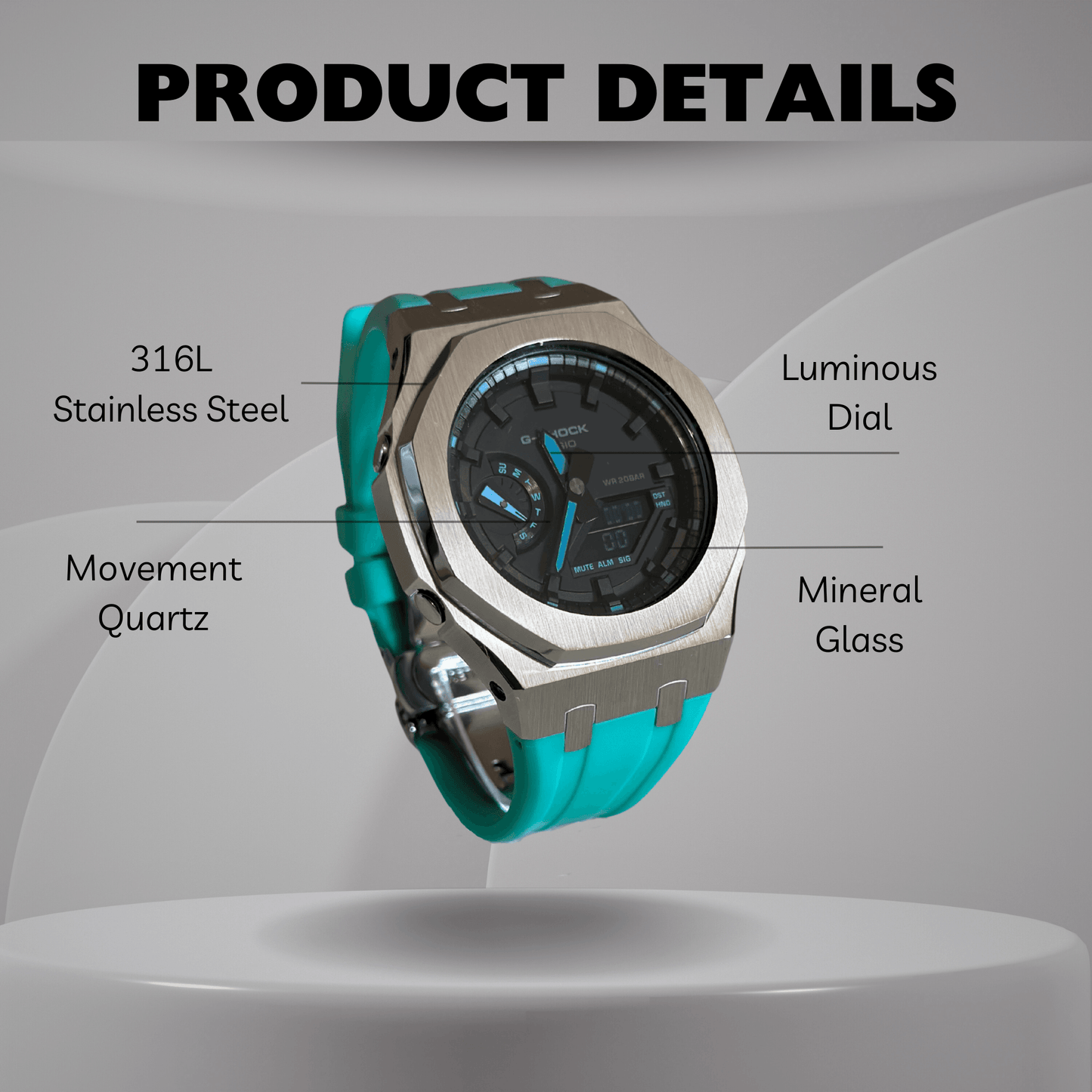 Casio G-Shock Mod Watch - Sky Blue - GA-2100 Custom Casioak