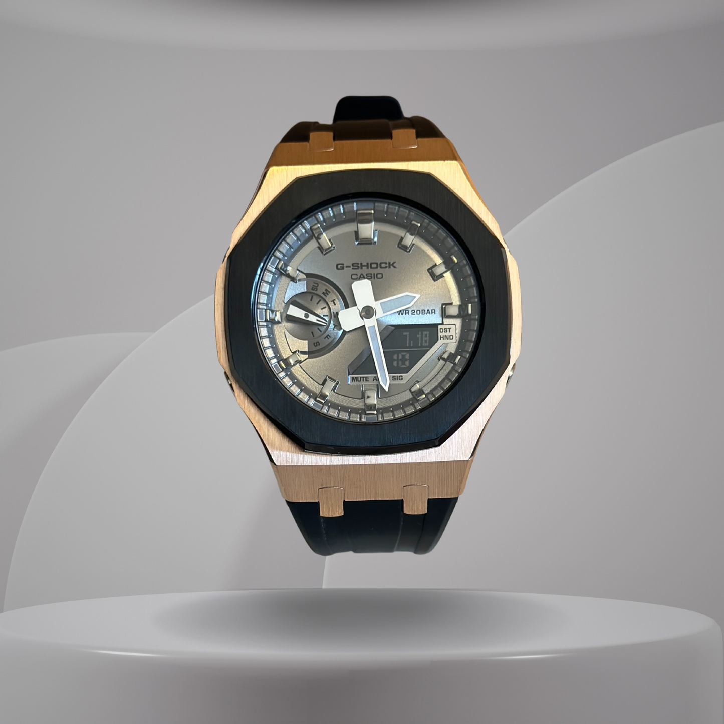 Casio G-Shock Mod Watch - Black Grey Rose Gold - GA-2100 Custom Casioak