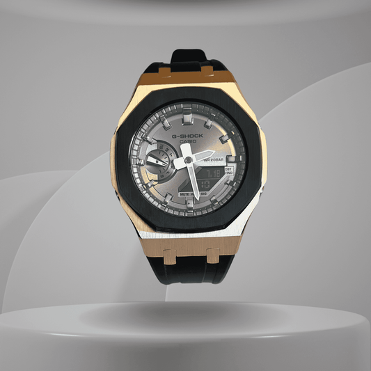 Casio G-Shock Mod Watch - Black Grey Rose Gold - GA-2100 Custom Casioak - ChronoCustom