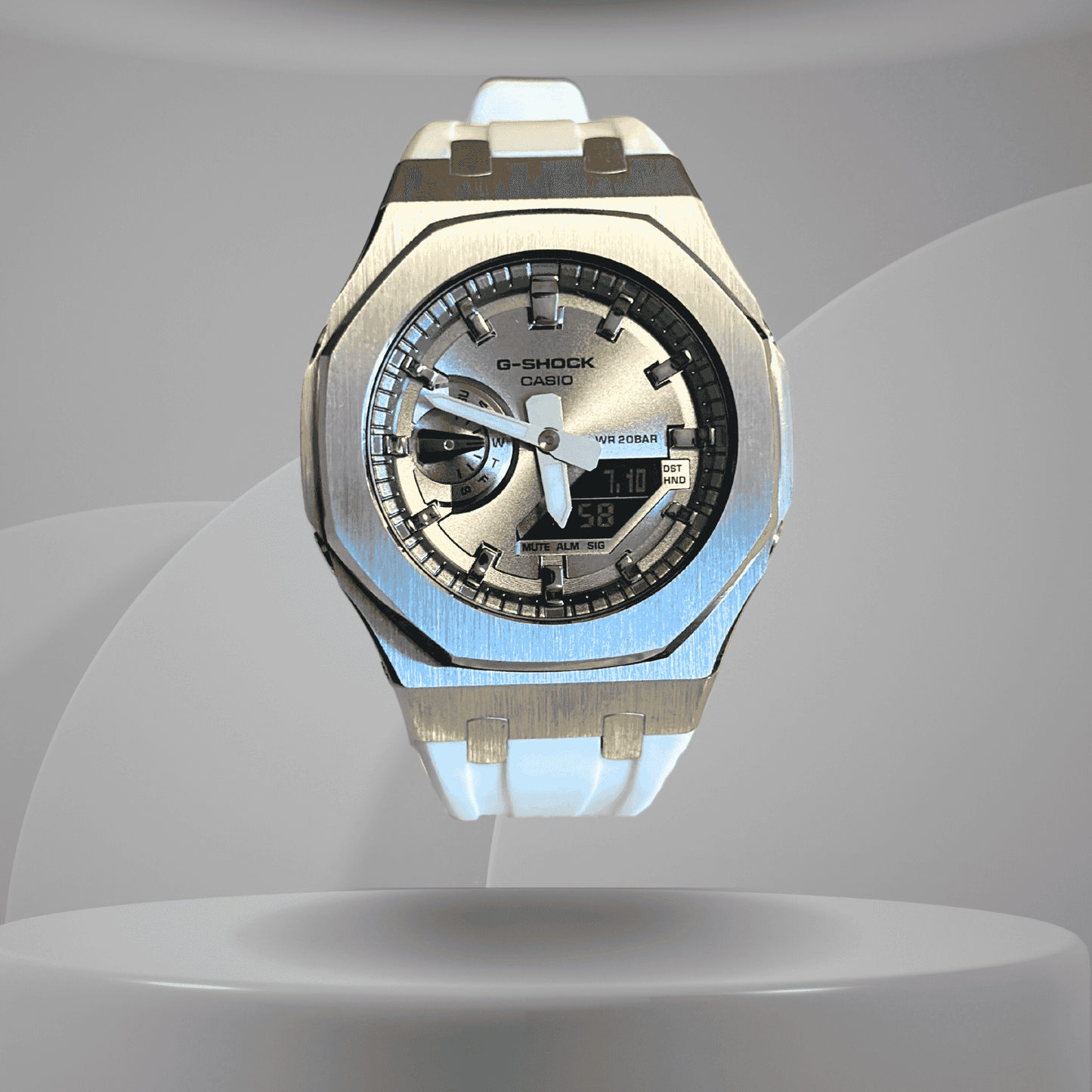 Casio G-Shock Mod Watch - White Silver Dial - GA-2100 Custom Casioak