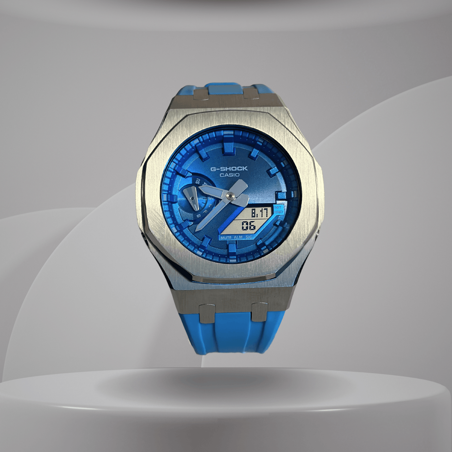 Casio G-Shock Mod Watch - Blue Silver - GA-2100 Custom Casioak