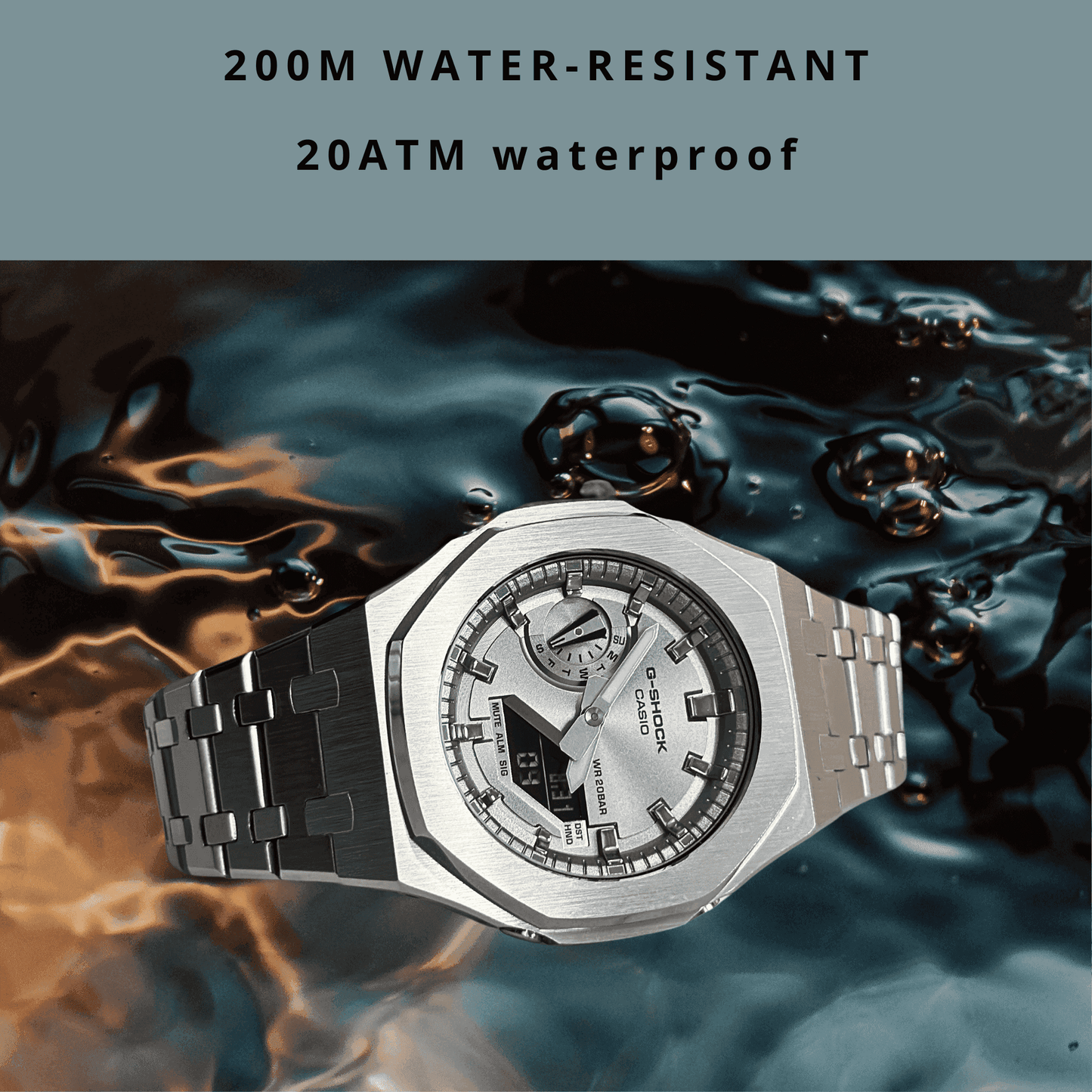 Casio G-Shock Mod Watch - Full Silver - GA-2100 Custom Casioak