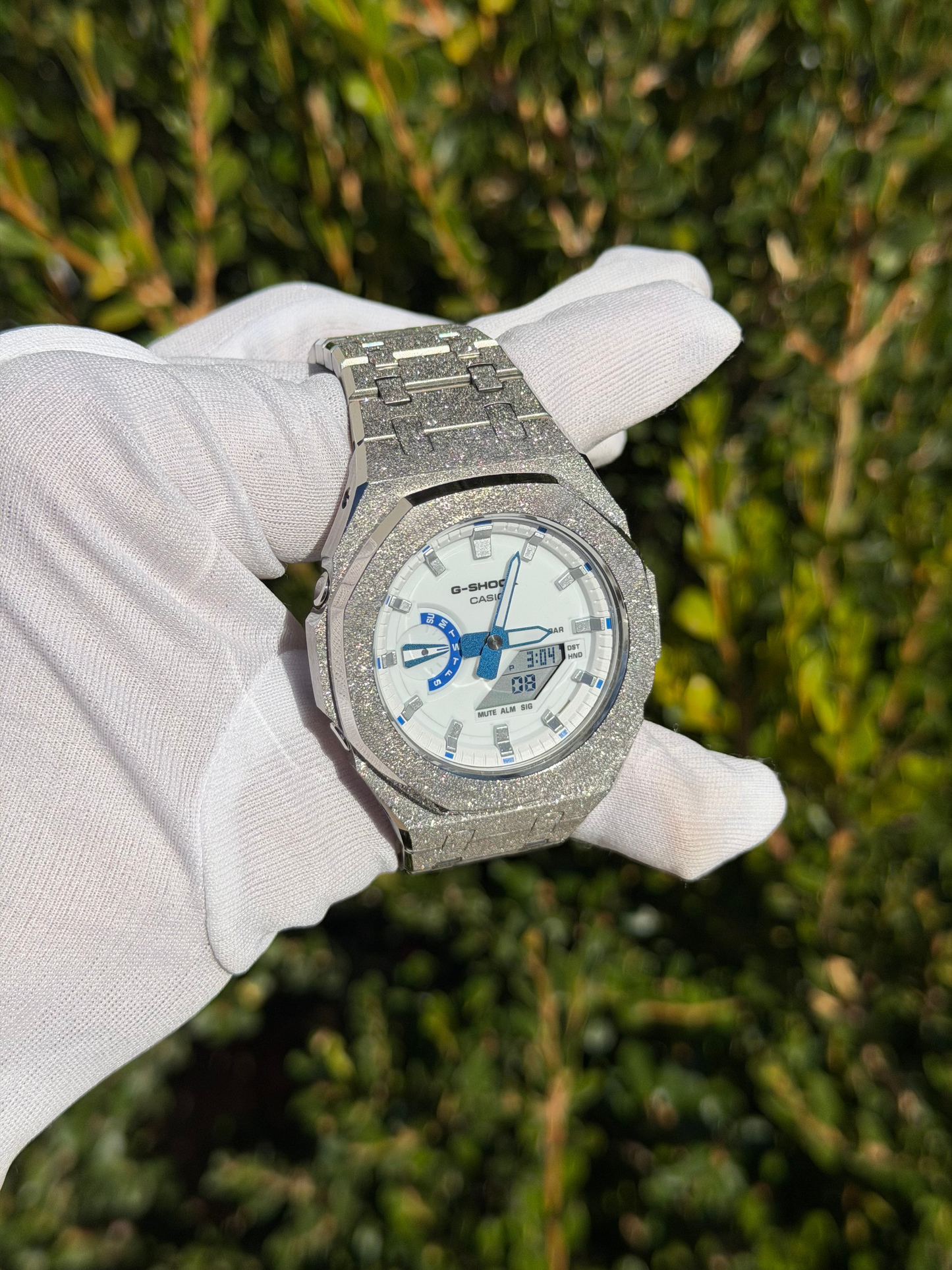 Montre CasiOak Custom – Silver Luminous Frosted - Mod G-Shock GA2100
