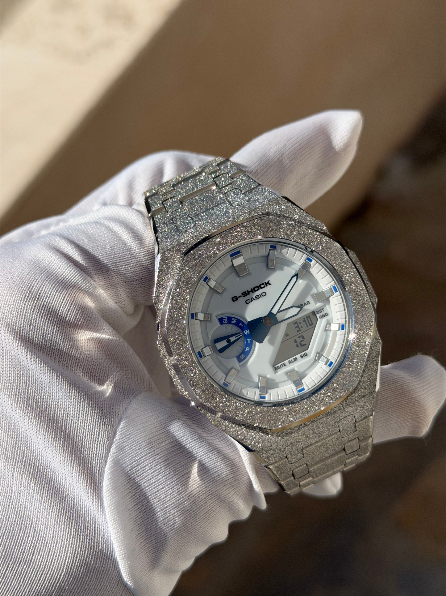 Montre CasiOak Custom – Silver Luminous Frosted - Mod G-Shock GA2100