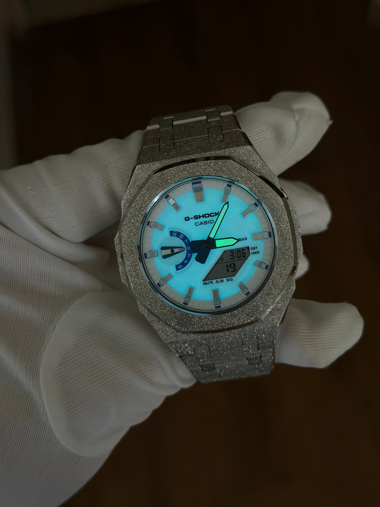 Montre CasiOak Custom – Silver Luminous Frosted - Mod G-Shock GA2100