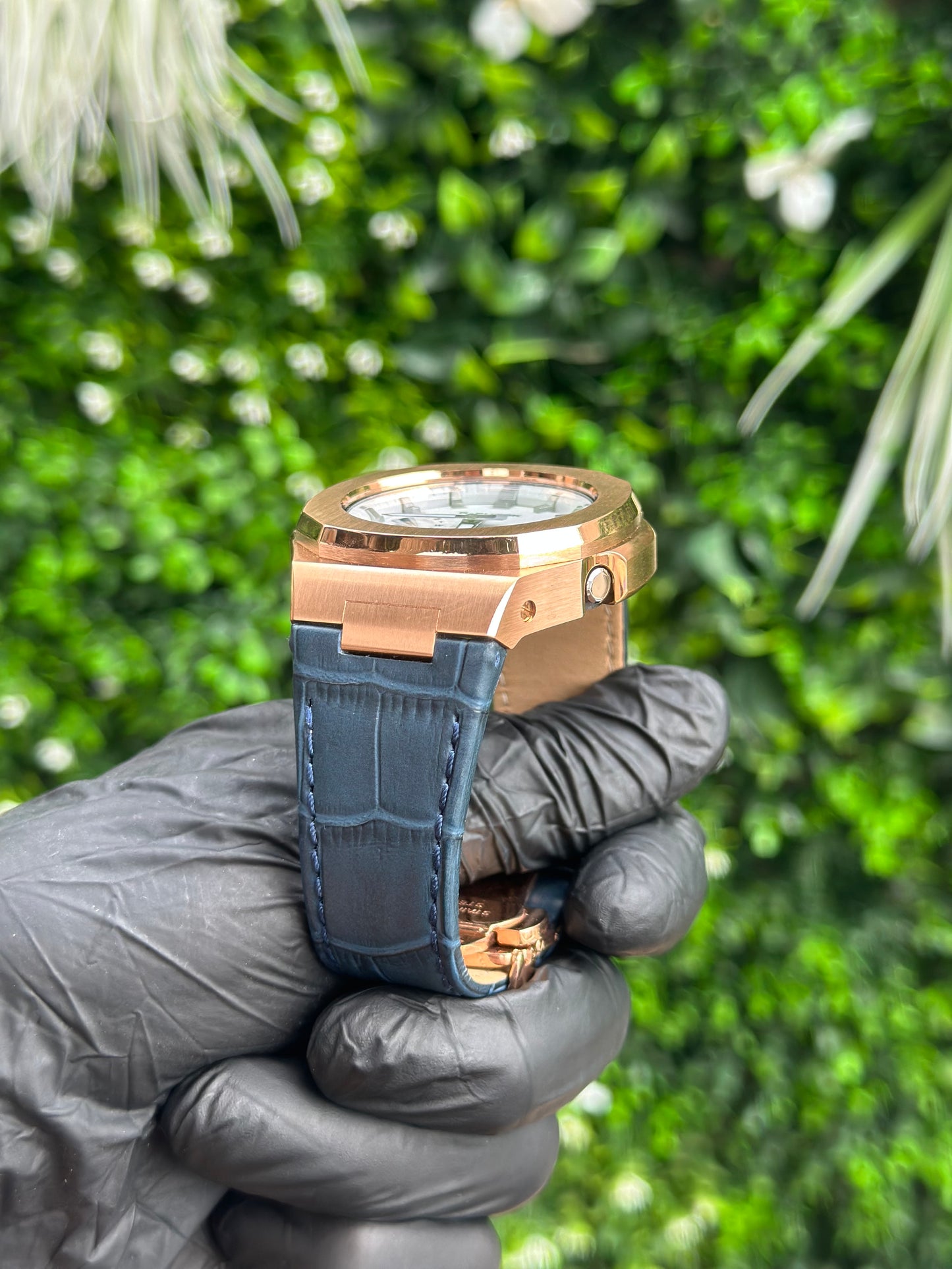 Montre Casionaut Custom – White Blue Alligator Leather - Mod G-Shock GA2100