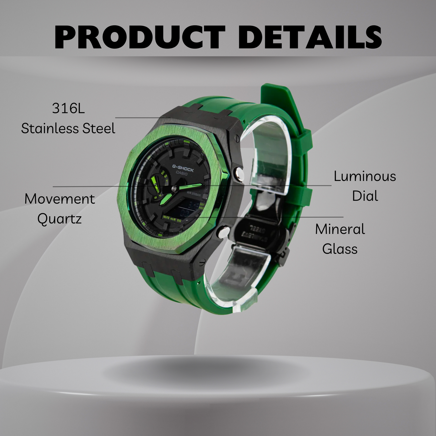 Casio G-Shock Mod Watch - Royal Green - GA-2100 Custom Casioak