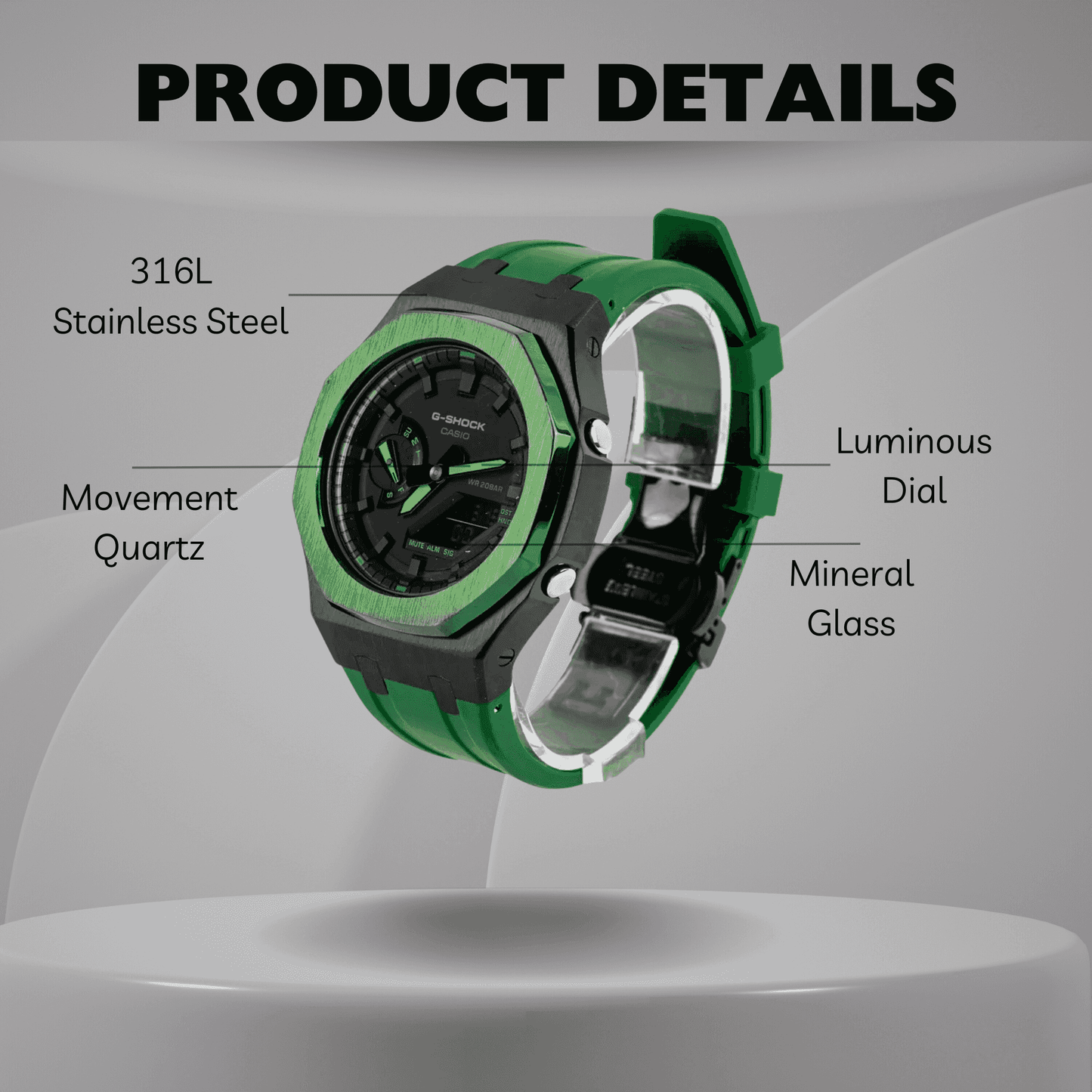 Casio G-Shock Mod Watch - Royal Green - GA-2100 Custom Casioak