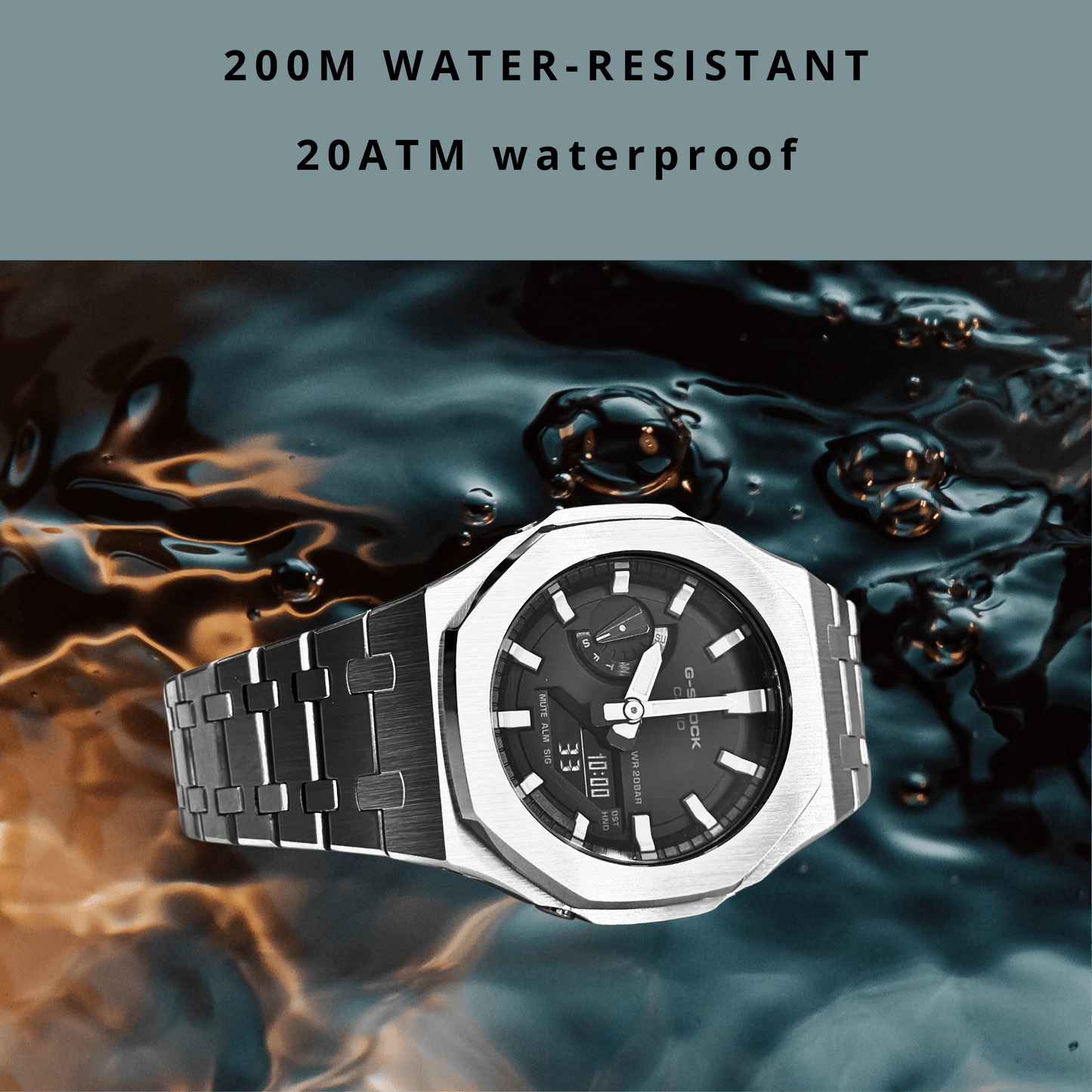 Casio G-Shock Mod Watch - Silver White - GA-2100 Custom Casioak