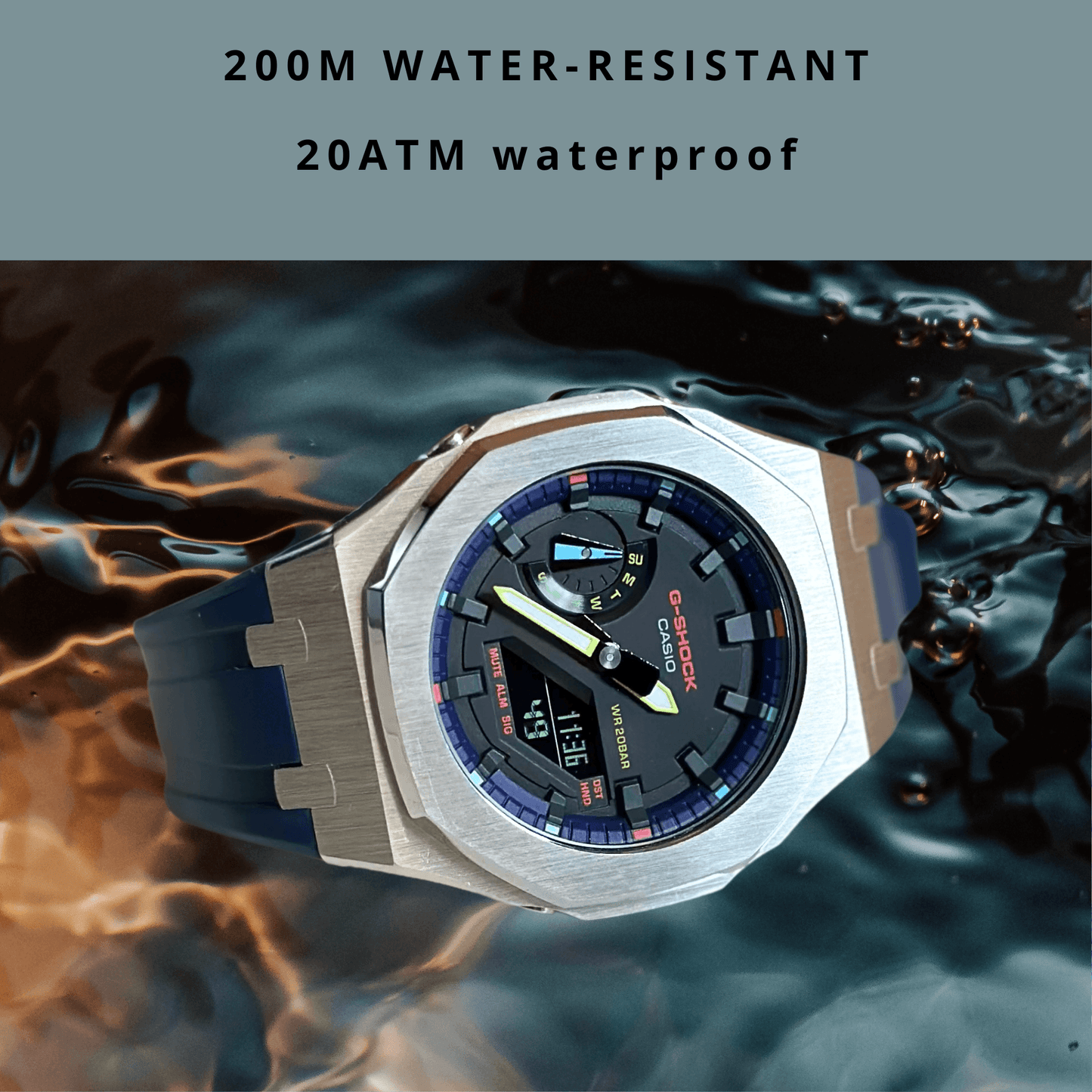 Casio G-Shock Mod Watch - Purple Blue - GA-2100 Custom Casioak