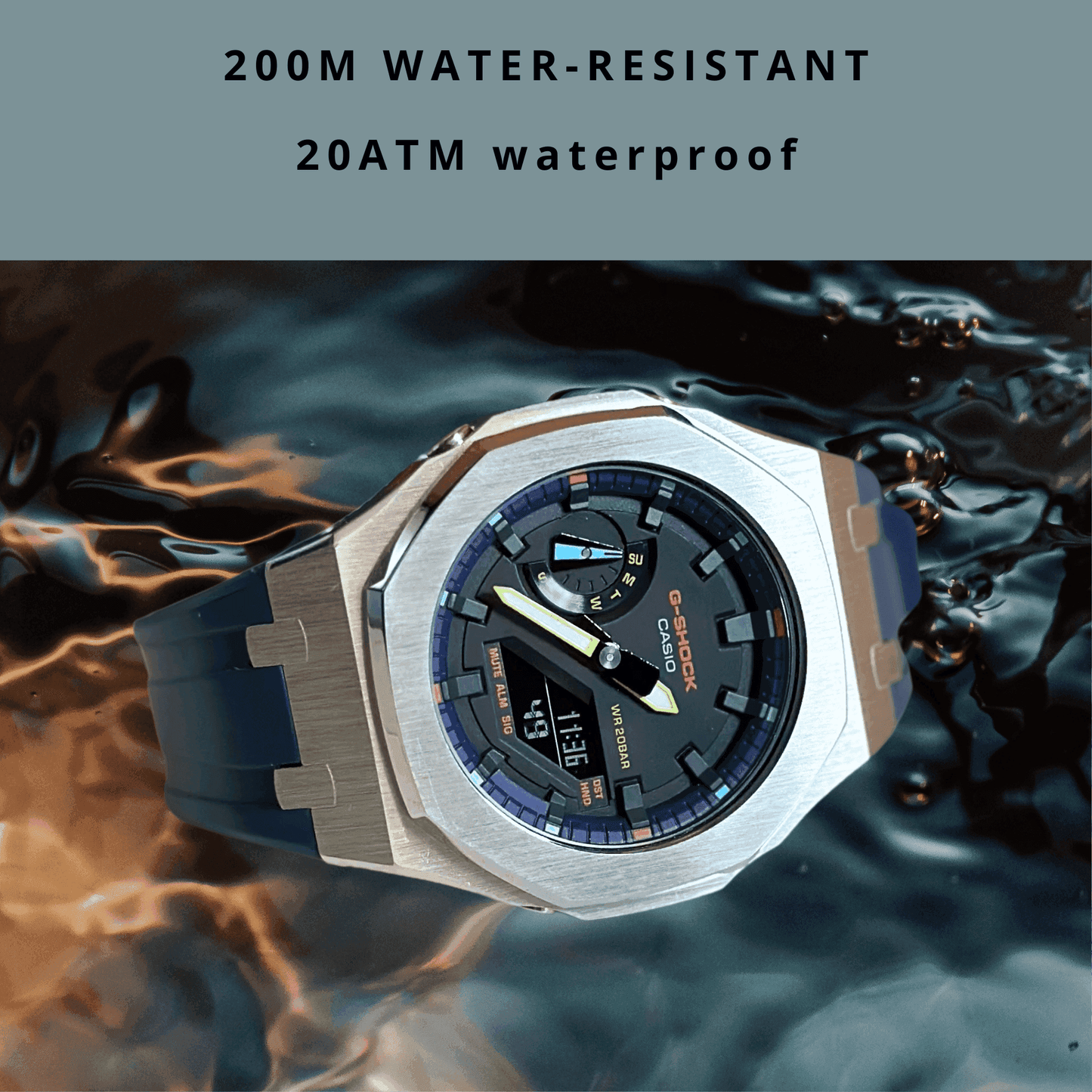 Casio G-Shock Mod Watch - Purple Blue - GA-2100 Custom Casioak
