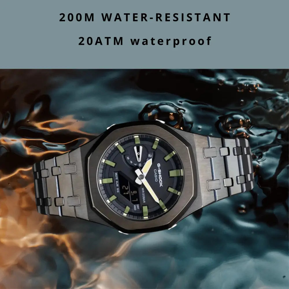 Casio G-Shock Mod Watch - Black Green Olive - GA-2100 Custom Casioak - ChronoCustom