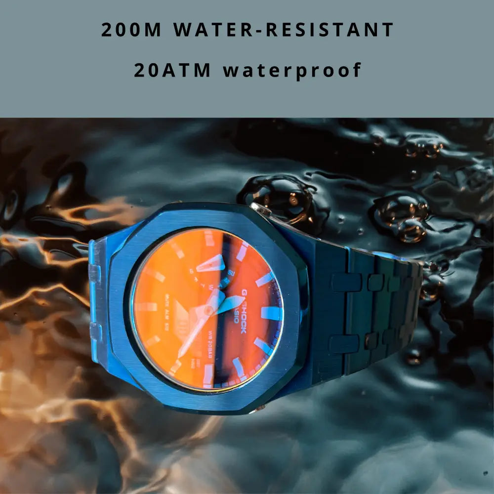 Montre CasiOak Custom – Full Blue Mirror Rainbow Dial - Mod G-Shock GA2100