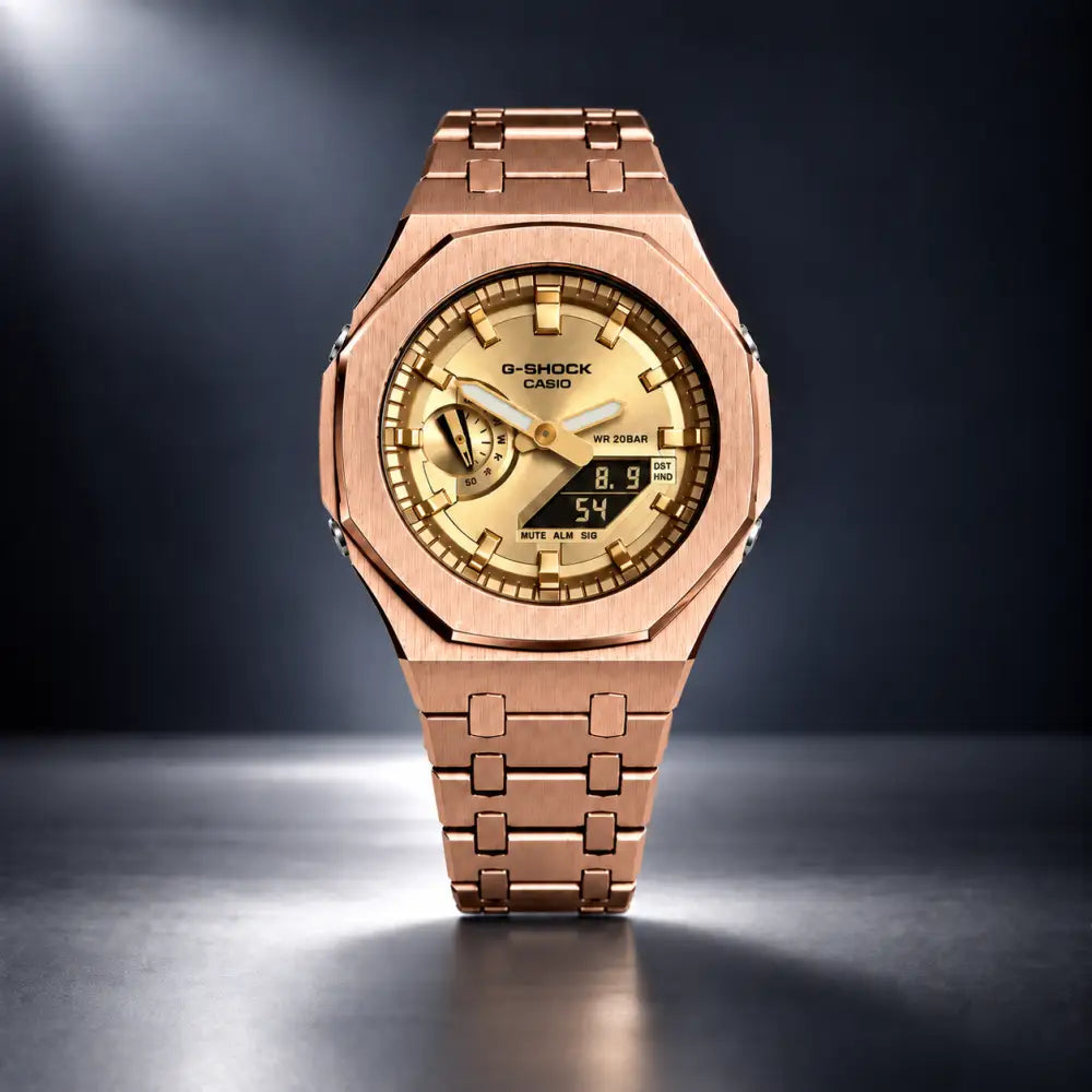 Casio G-Shock Mod Watch - Full Gold Rose - GA-2100 Custom Casioak