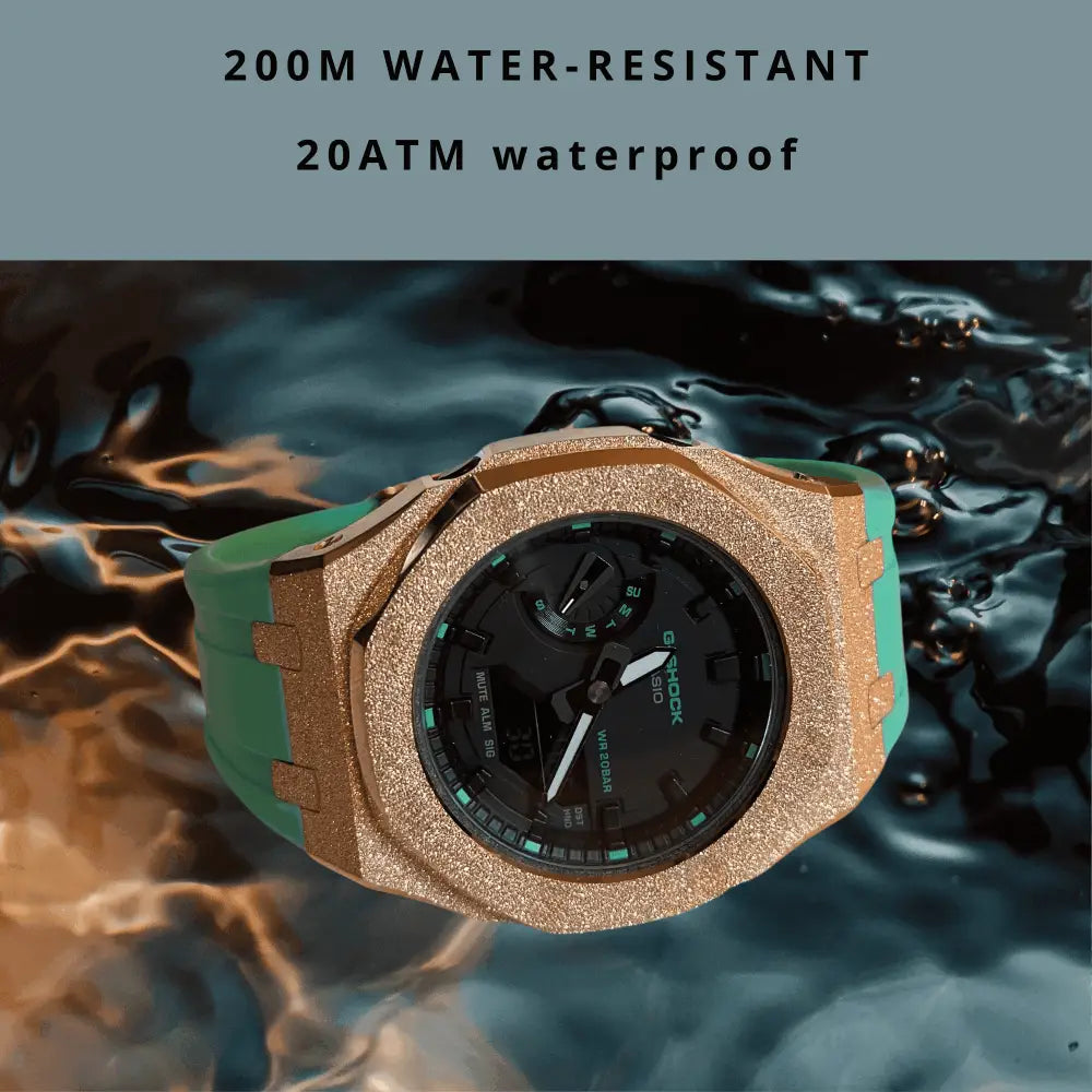 Casio G-Shock Mod Watch - Rose Gold Blue Frosted - GMA-S2100 Custom Casioak