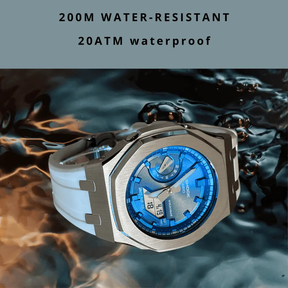 Casio G-Shock Mod Watch - White blue - GA-2100 Custom Casioak