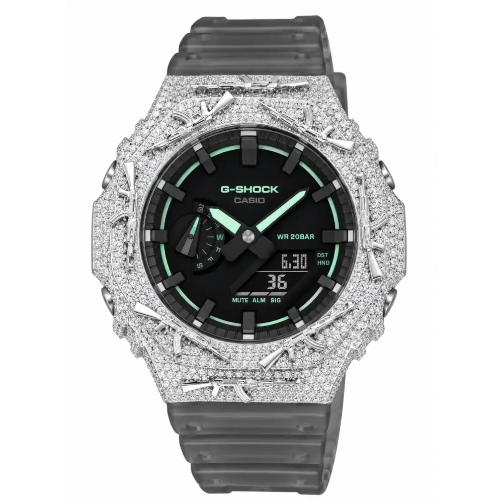 Montre G-Shock Custom Hip Hop – Moissanite AK Gun Iced Out - Luxury Mod GA2100
