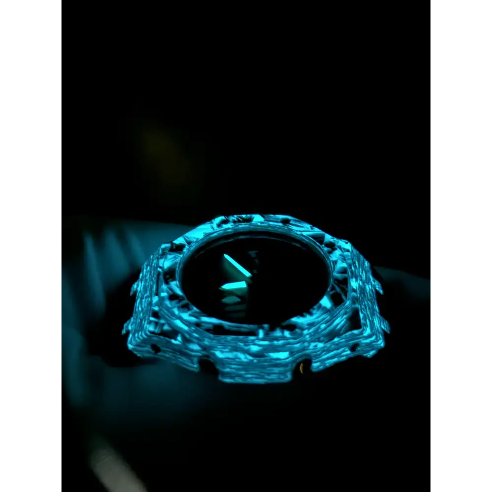 Montre CasiOak Custom – Black Carbon Fiber Luminous Full Blue - Mod G-Shock GA2100