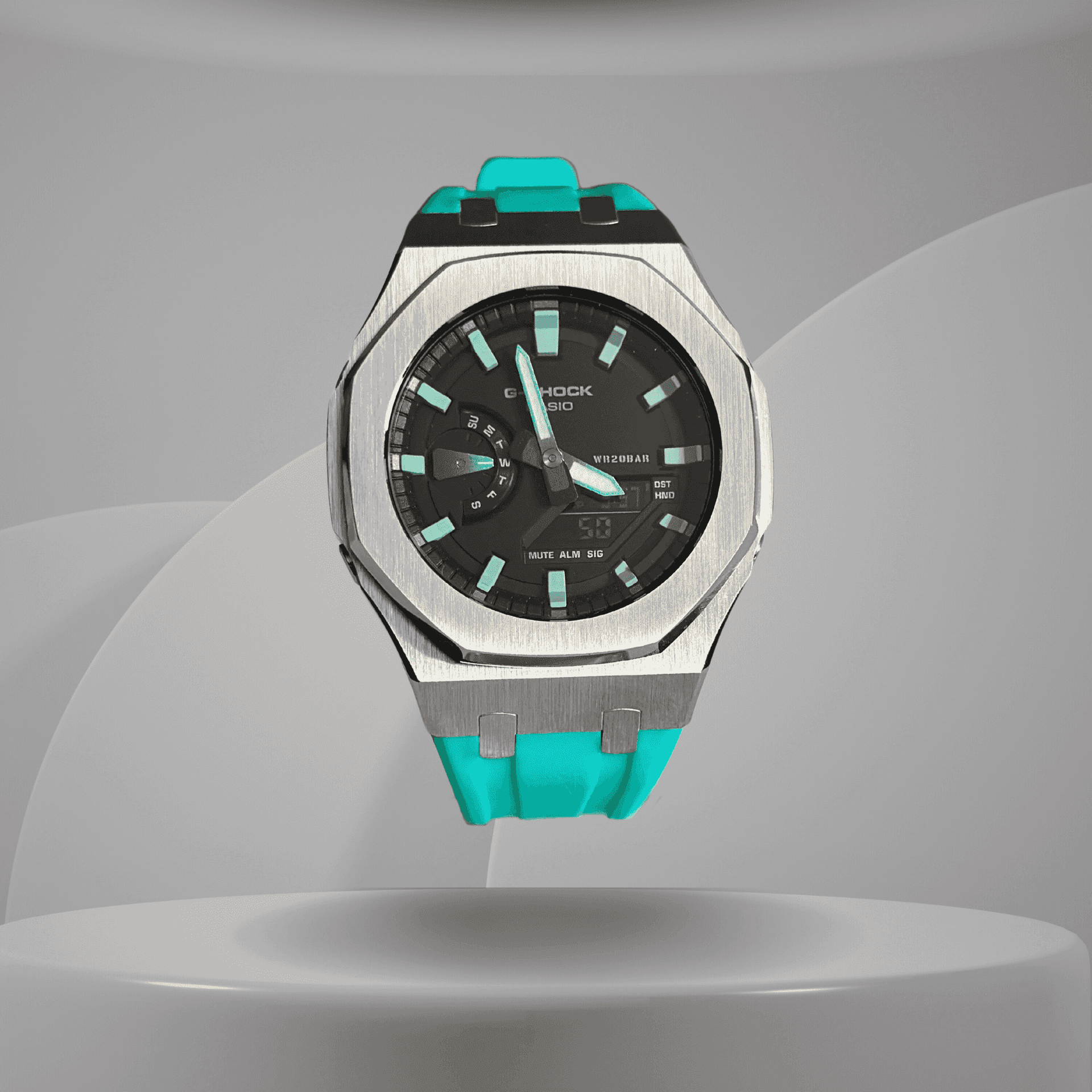 CasiOak Custom Watch – Blue Green – Mod G-Shock GA2100 – ChronoCustom