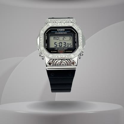 Casio G-Shock Mod Watch - Silver Black Pattern - DW5600 Custom Casioak