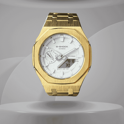 Montre CasiOak Custom – Full Gold White - Mod G-Shock GA2100