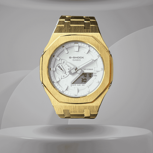 Montre CasiOak Custom – Full Gold White - Mod G-Shock GA2100