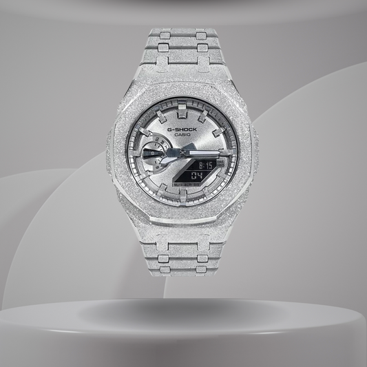 Montre CasiOak Custom – Full Silver Frosted - Mod G-Shock GA2100 