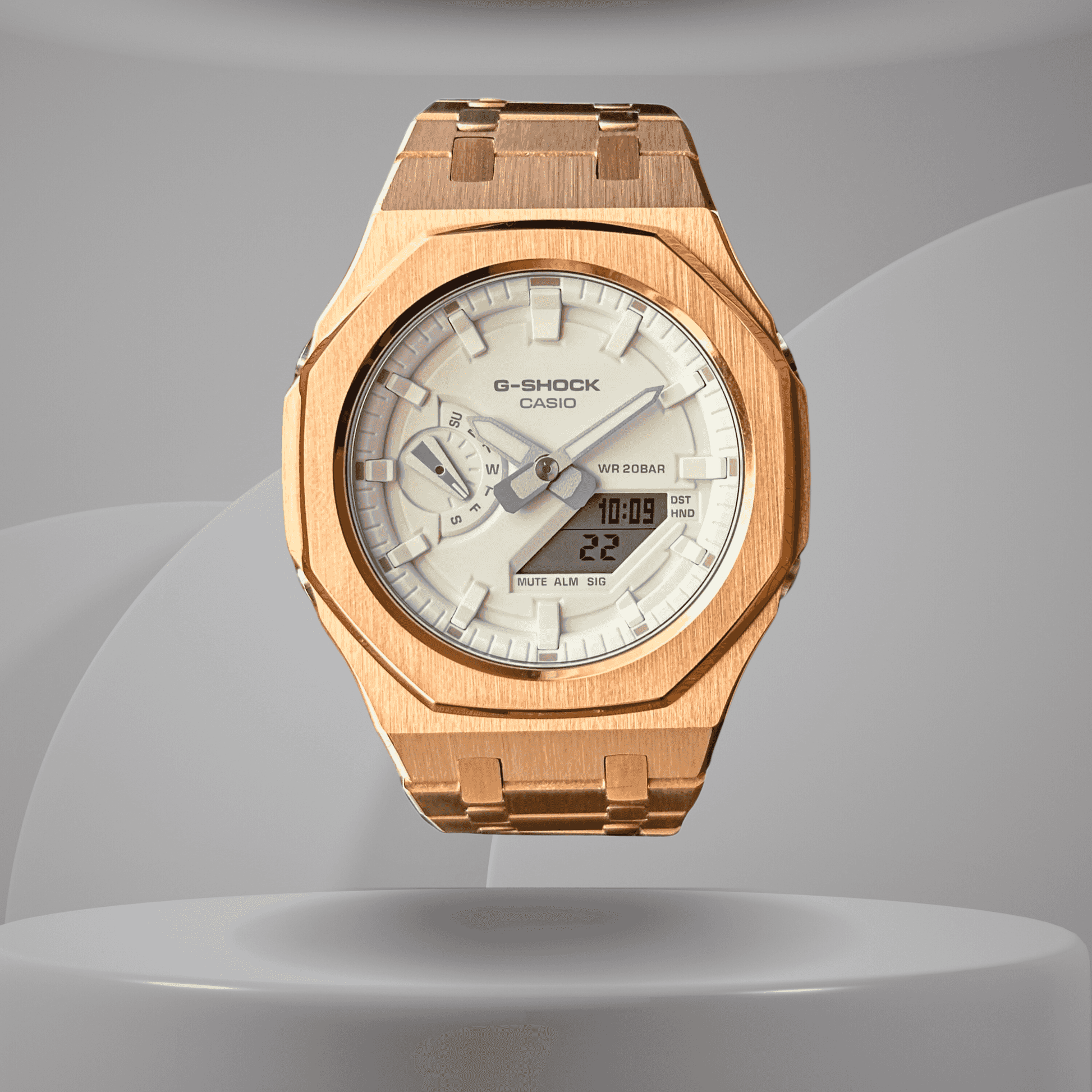 Montre CasiOak Custom – Full Rose Gold White - Mod G-Shock GA2100