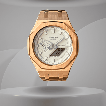 Montre CasiOak Custom – Full Rose Gold White - Mod G-Shock GA2100