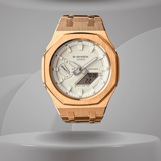 Montre CasiOak Custom – Full Rose Gold White - Mod G-Shock GA2100