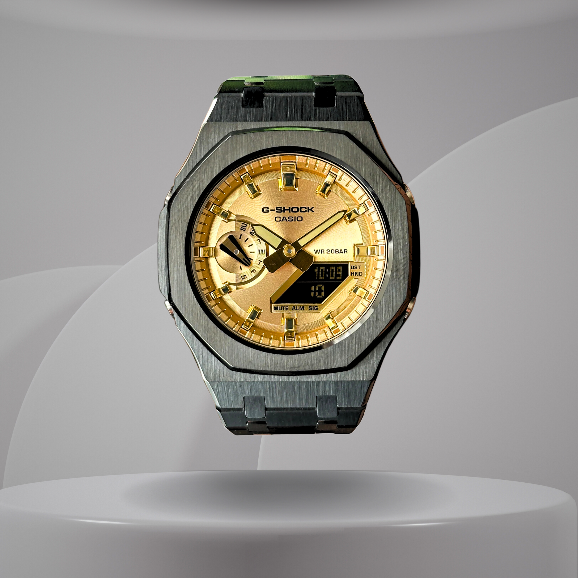 Montre CasiOak Custom – Black Gold Steel - Mod G-Shock GA2100