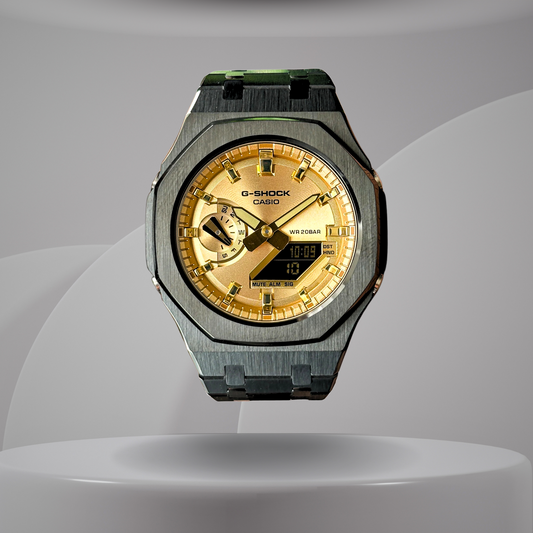 Montre CasiOak Custom – Black Gold Steel - Mod G-Shock GA2100