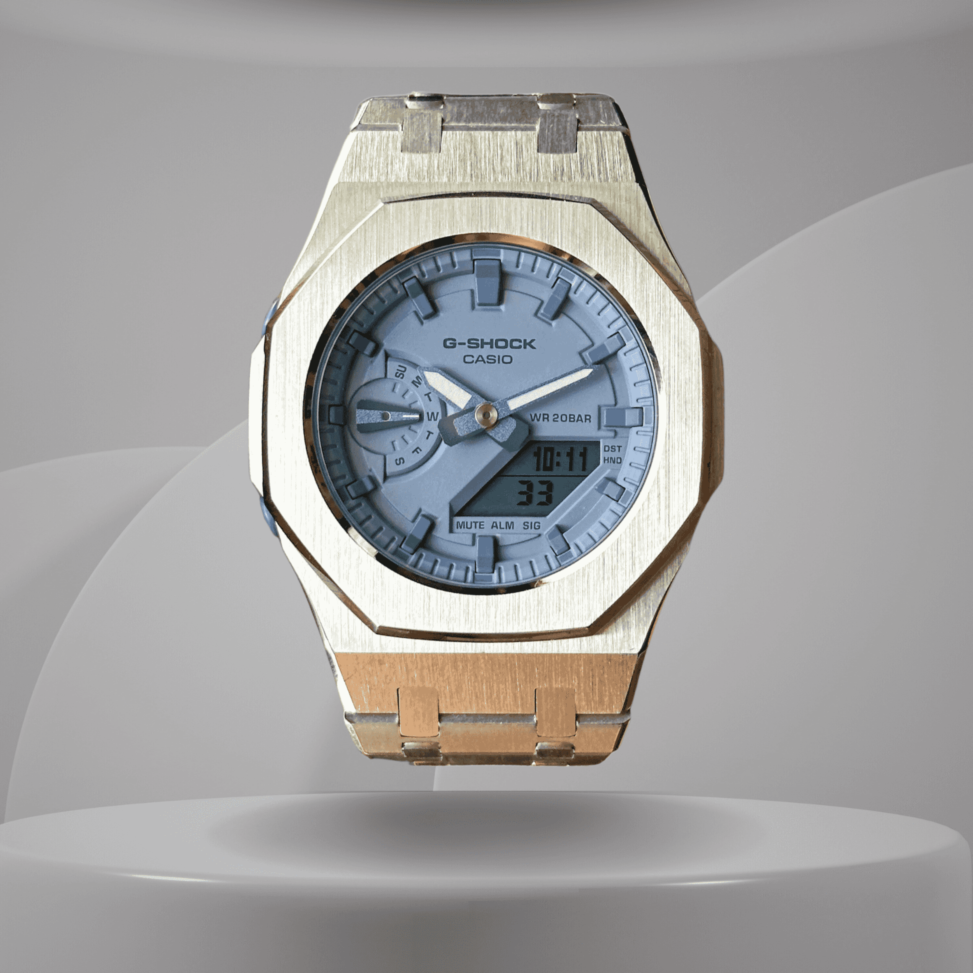 Montre CasiOak Custom – Silver Pastel Blue - Mod G-Shock GMA2100
