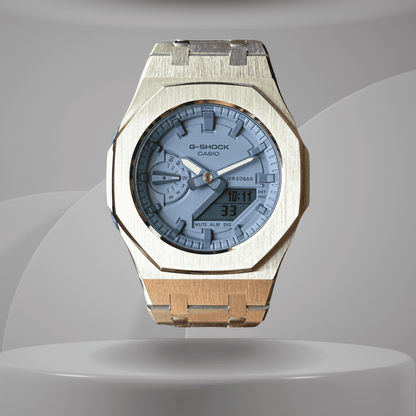 Montre CasiOak Custom – Silver Pastel Blue - Mod G-Shock GMA2100