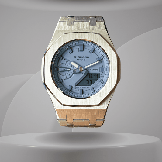 Montre CasiOak Custom – Silver Pastel Blue - Mod G-Shock GMA2100