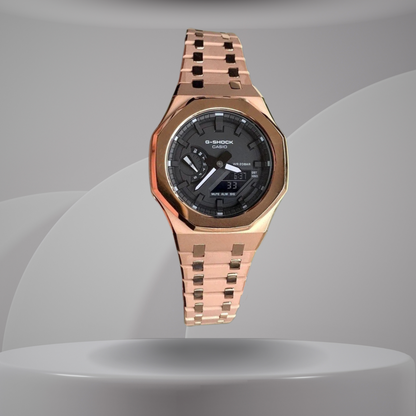 Montre CasiOak Custom – Rose Gold Mirror Polish - Mod G-Shock GA2100