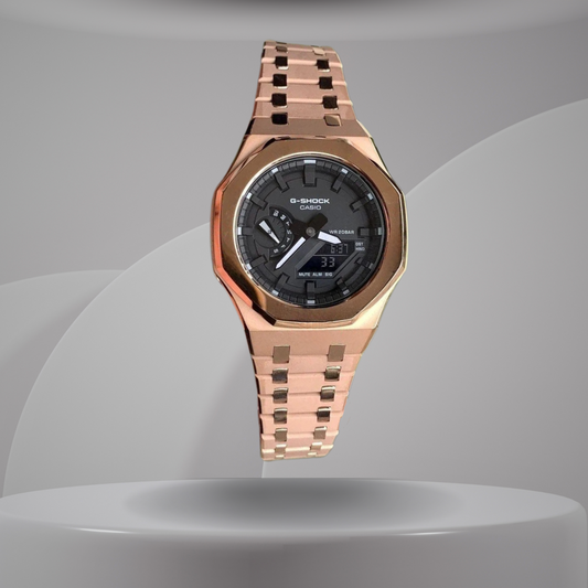 Montre CasiOak Custom – Rose Gold Mirror Polish - Mod G-Shock GA2100