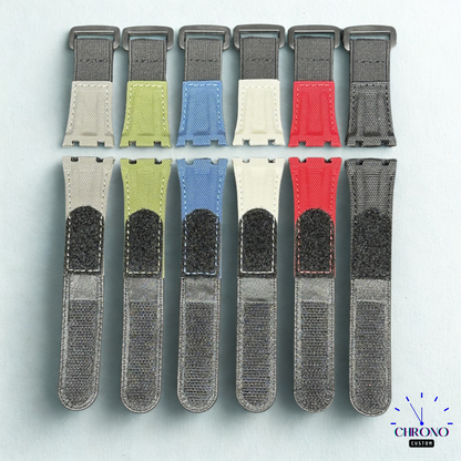 Montre CasiOak Custom – Silver White Carbon Fiber - Nylon Canvas Velcro Strap - Mod G-Shock GA2100
