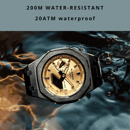 Montre CasiOak Custom – Black Gold Steel - Mod G-Shock GA2100