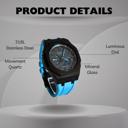 Casio G-Shock Mod Watch - Black Blue - GA-2100 Custom Casioak