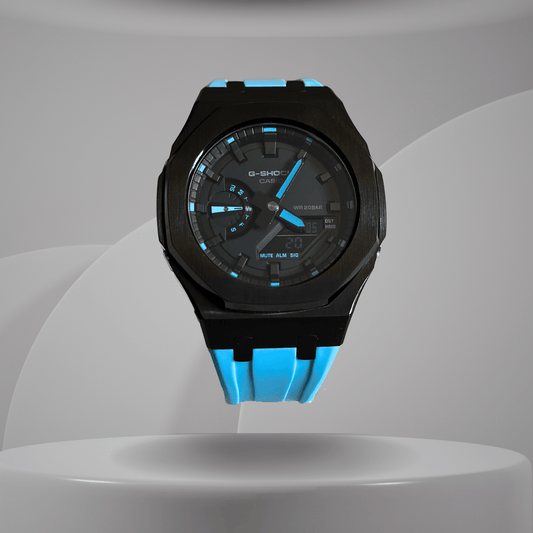 Casio G-Shock Mod Watch - Black Blue - GA-2100 Custom Casioak
