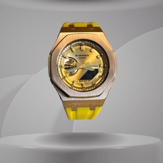 Casio G-Shock Mod Watch - Yellow Rose Gold - GA-2100 Custom Casioak