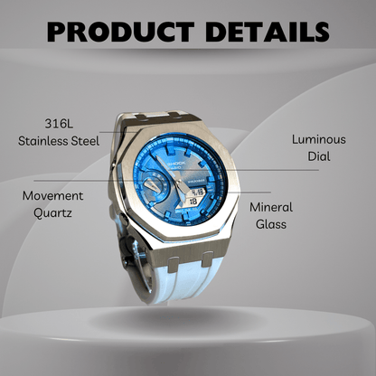 Casio G-Shock Mod Watch - White blue - GA-2100 Custom Casioak 
