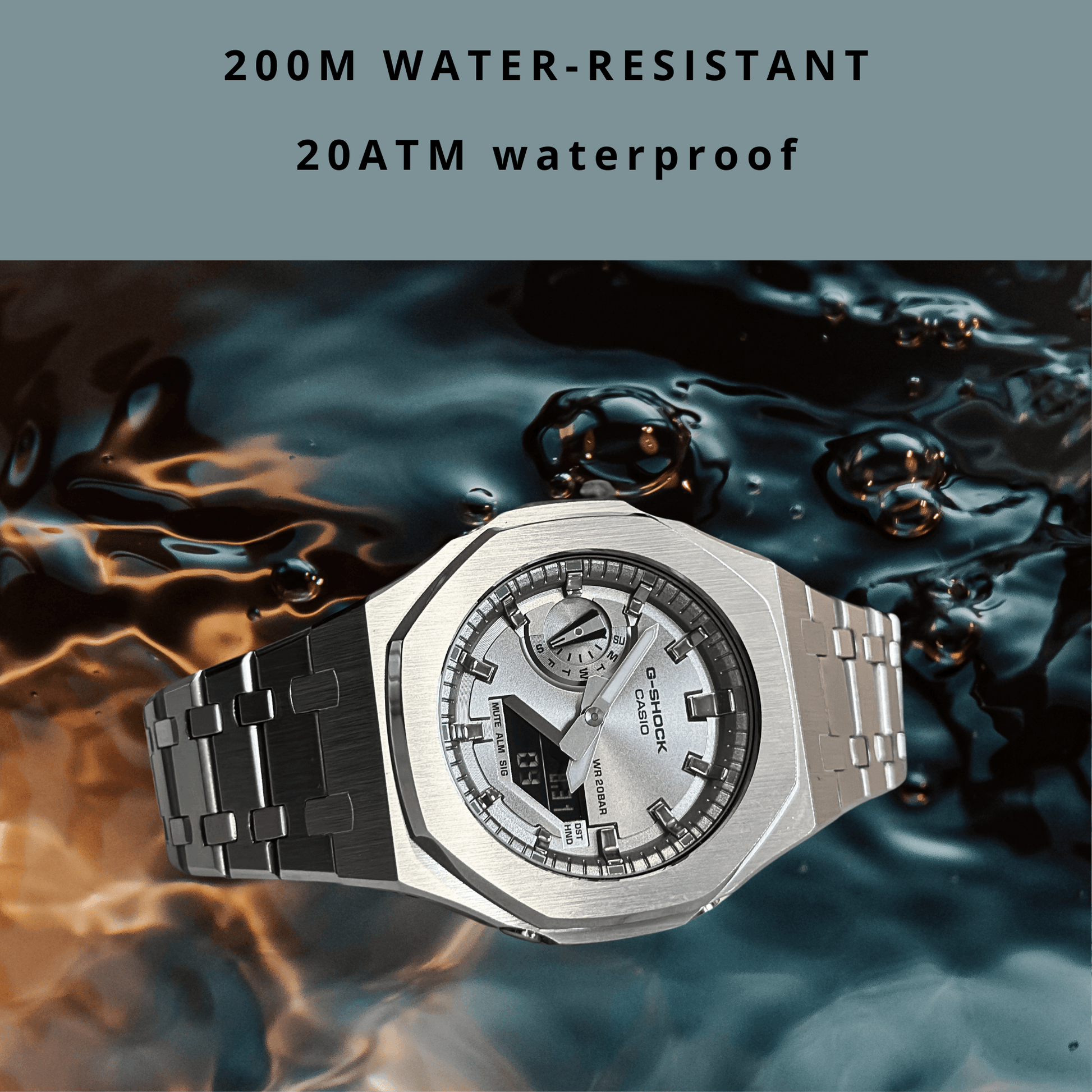 Casio G-Shock Mod Watch - Full Silver - GA-2100 Custom Casioak