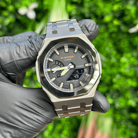 Casio G-Shock Mod Watch - Gun Metal Mirror Polish - GA-2100 Custom Casioak