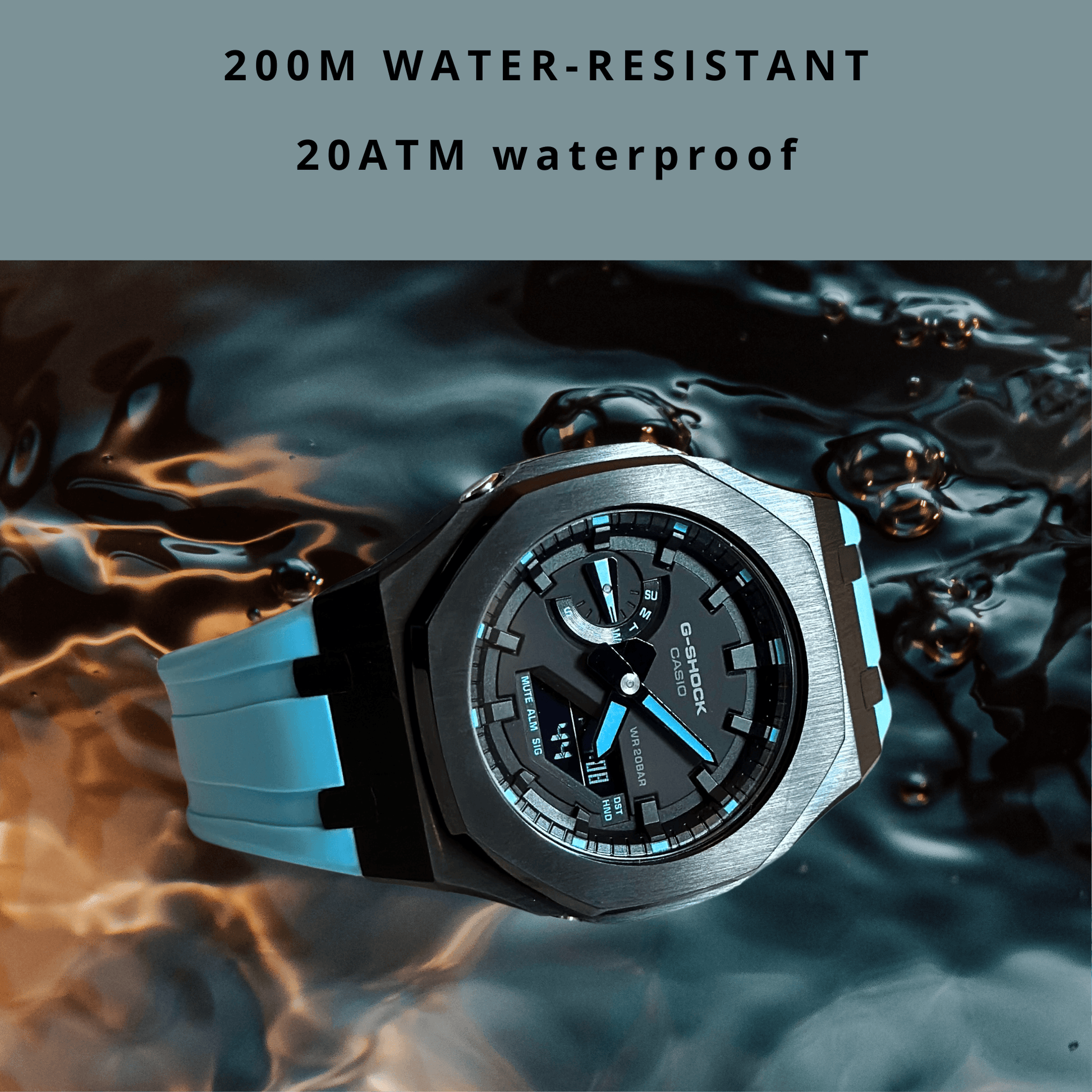 Casio G-Shock Mod Watch - Black Blue - GA-2100 Custom Casioak