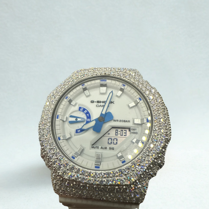 Montre CasiOak Custom Hip Hop – Moissanite 925 Silver Iced Luminous Dial - Mod G-Shock GA2100