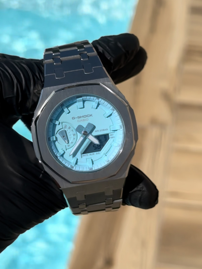 Montre CasiOak Custom – Silver Sky Blue - Mod G-Shock GA2100